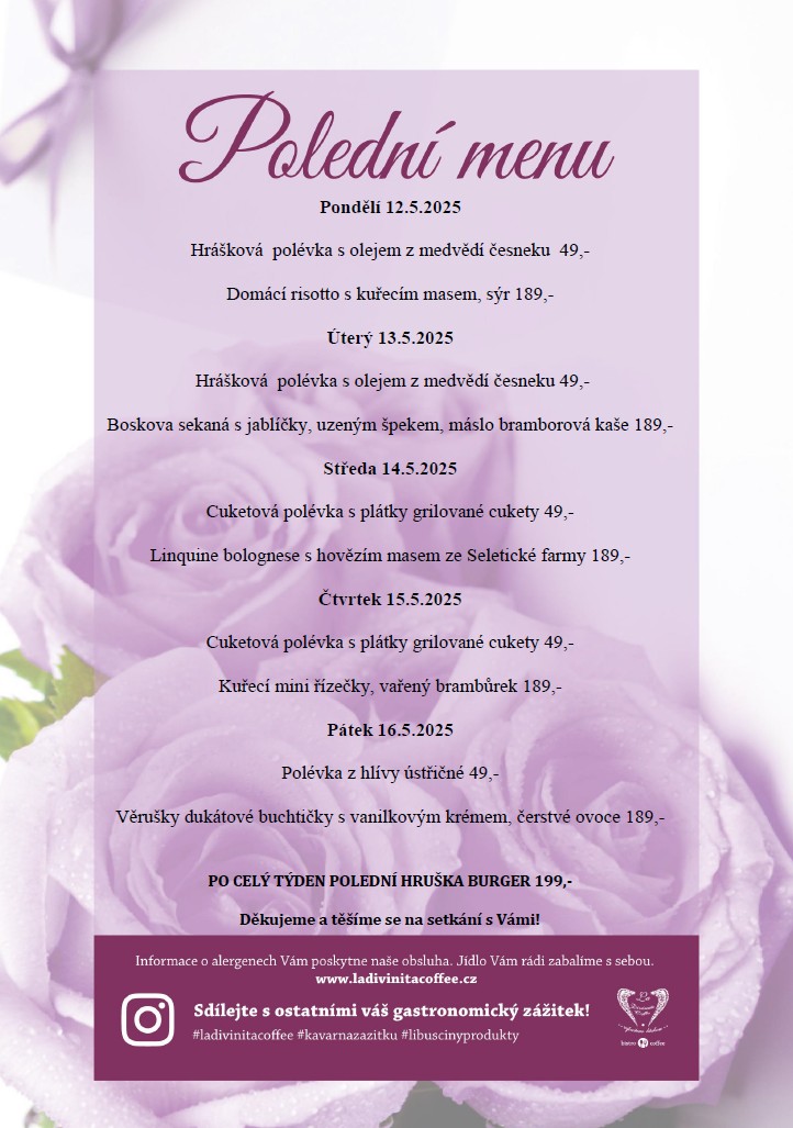Polední menu kavárna a bistro La Divinita Coffee Mladá Boleslav.