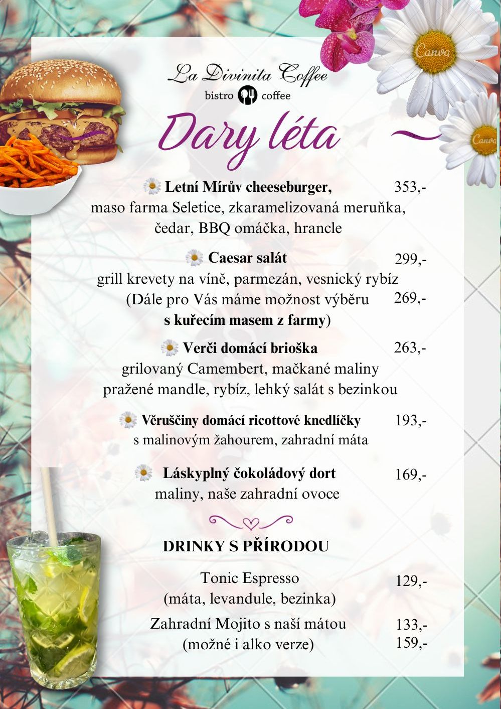 Dary léta 2026 Polední menu kavárna a bistro La Divinita Coffee Mladá Boleslav.