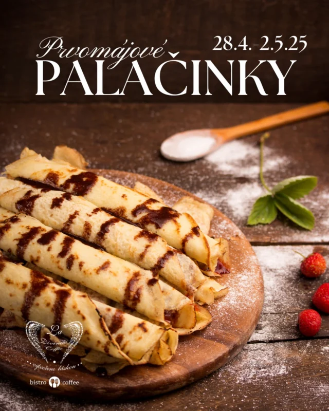 Láska prochází žaludkem… a někdy i palačinkou!🤫🌸🥞

Přijďte si od 28.4. do 2.5. do naší milované kavárny La Divinita Coffee & Bistro v Mladé Boleslavi vychutnat speciální prvomájové palačinky – sladké překvapení z naší kuchyně, které potěší každé srdce (a chuťové buňky taky)!🤤

Co přesně to bude? Nechte se překvapit!✨

Láska je sladká – a naše palačinky taky.

~ Těší se na Vás celý tým La Divinita Coffee & Bistro

#sladke #dobroty #domacidorty #dorty #handmade #cakes #kavarna #kavarnazazitku #kavarnamladaboleslav #ladivinitacoffee #coffee #coffeelover #kvetiny #flowers #kvetinarstvi #kavaakvetiny #flowersandcoffee #domacivajecnak #domaciprodukty #obchudek #velikonoce #objednavky #mazanec #jidlo #snidane #palacinky